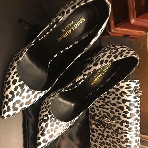 Yves Saint Lauren matching handbag and heels